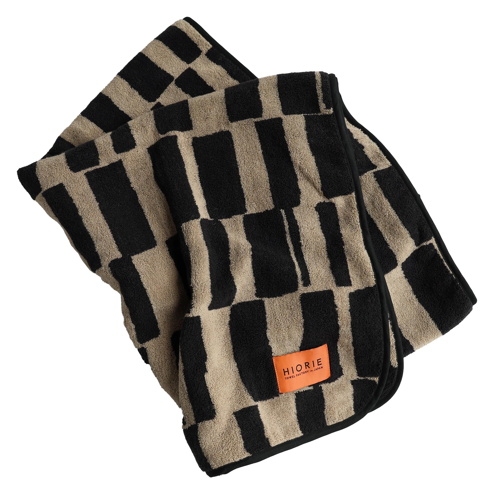 

Imabari Certified Large Towel, hiorie SOLU, Black Beige, Approx. 70 x 170cm, Outdoor Towel, 100% Cotton, 170cm Length
