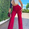 2025 New Solid Color Suit Pants Fashion High Waist Slim Micro-flare Pants Temperament Commuter Slim Elastic Wide-leg Pants