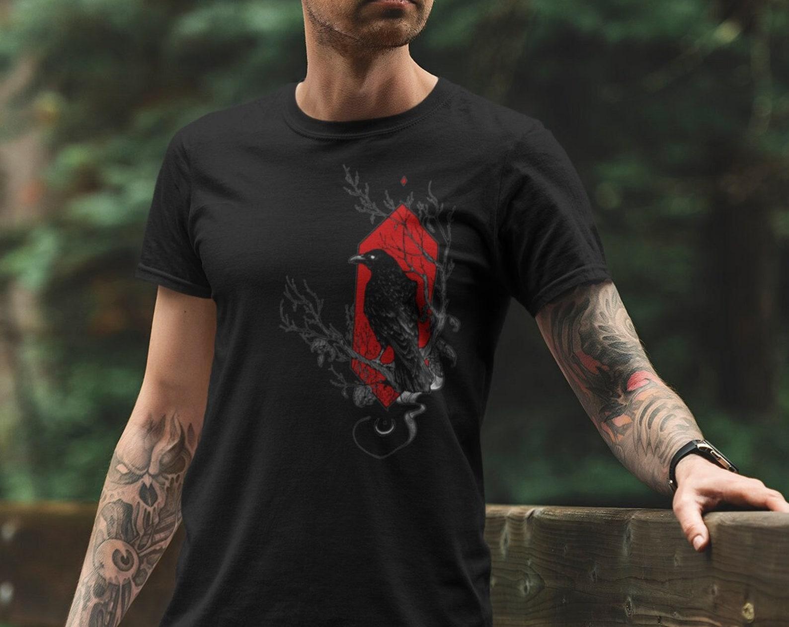 Crow T-shirt / black Raven / Dark illustration / Unisex outfit / Gothic design / Alternative dark / Modern Art T-shirt 4XL