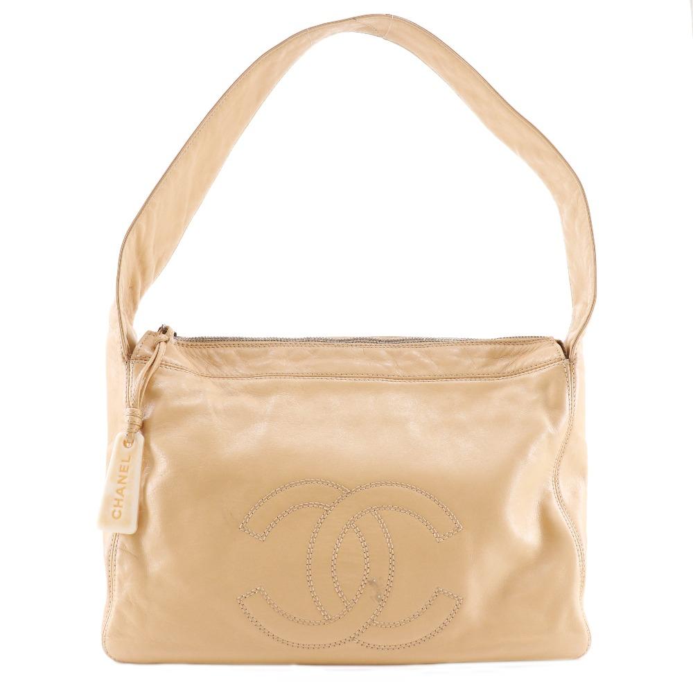 CHANEL COCO Mark Shoulder Bag beige lambskin Women Used