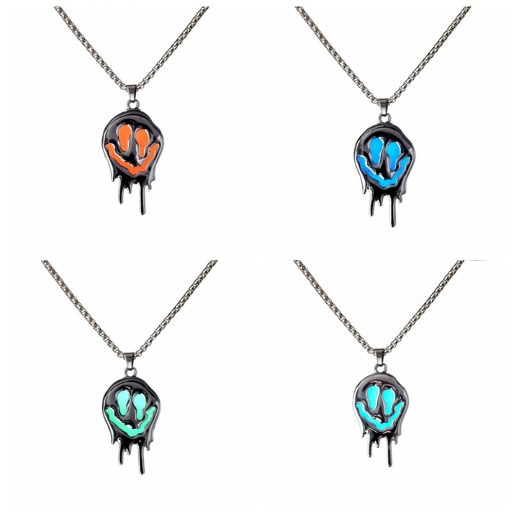 Punk Halloween Skull Necklace Zinc Zinc Alloy Hip Hop Neck Chains Simple Luminous Pendant Necklace  Halloween