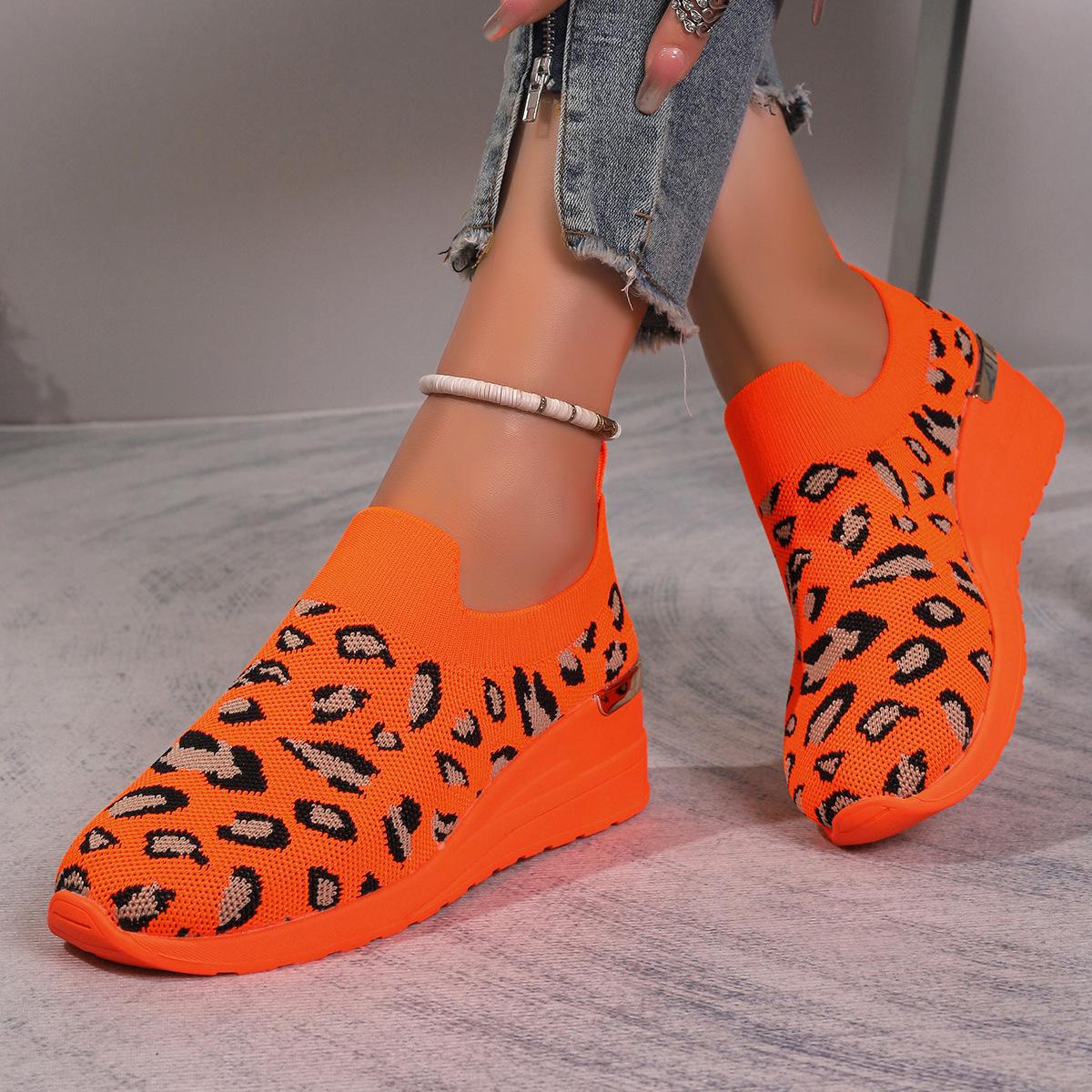 

Женские повседневные кроссовки без застежек, дышащие трикотажные сетчатые мокасины, женские, осень 2024 г., туфли на танкетке, прогулочная обувь Zapatos Mujer 37