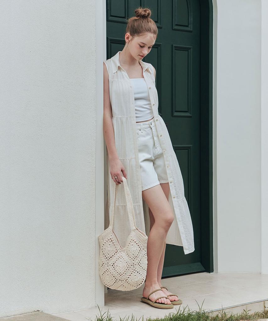 Zero Street [Sleeveless Ver.] Soft Shirt Dress / Ivory