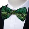 Bow Tie for Men Classic Red Green Paisley Pre-tied Bowtie Cufflinks Set for Party Butterfly Knot Gift Mens Accessories