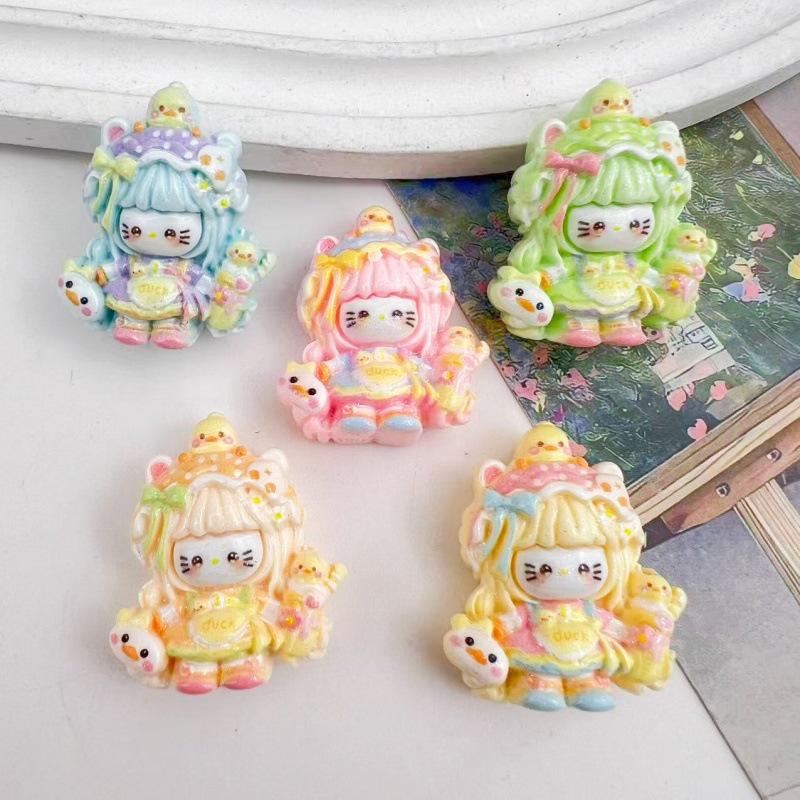 Glossy KT Girl Resin Accessories: Trendy DIY Hair Clips, Ties, Keychains, Pendants & Jewelry