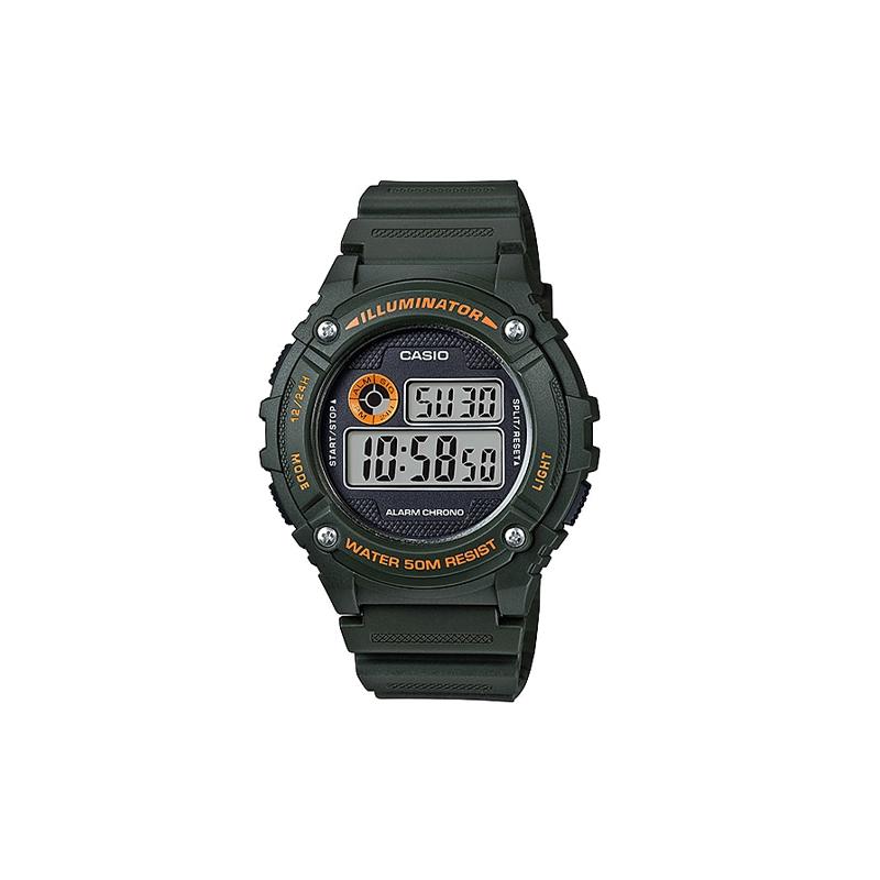 Casio YOUTH Series-Disc Digital Display Sports Fashion Multifunctional 50 Meter Waterproof LED Backlight Watch Quartz Movement Resin W-216H-3BVDF
