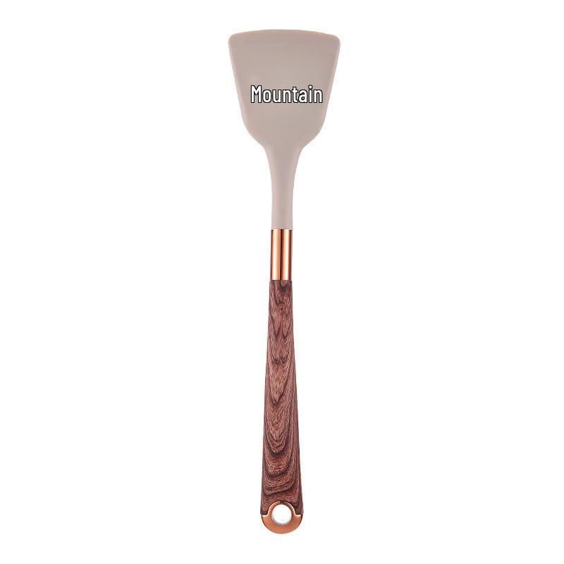 Set de Utensilios de Cocina de Silicona con Grano de Madera de 11 Piezas - Utensilios de Cocina Antiadherentes y Resistentes al Calor