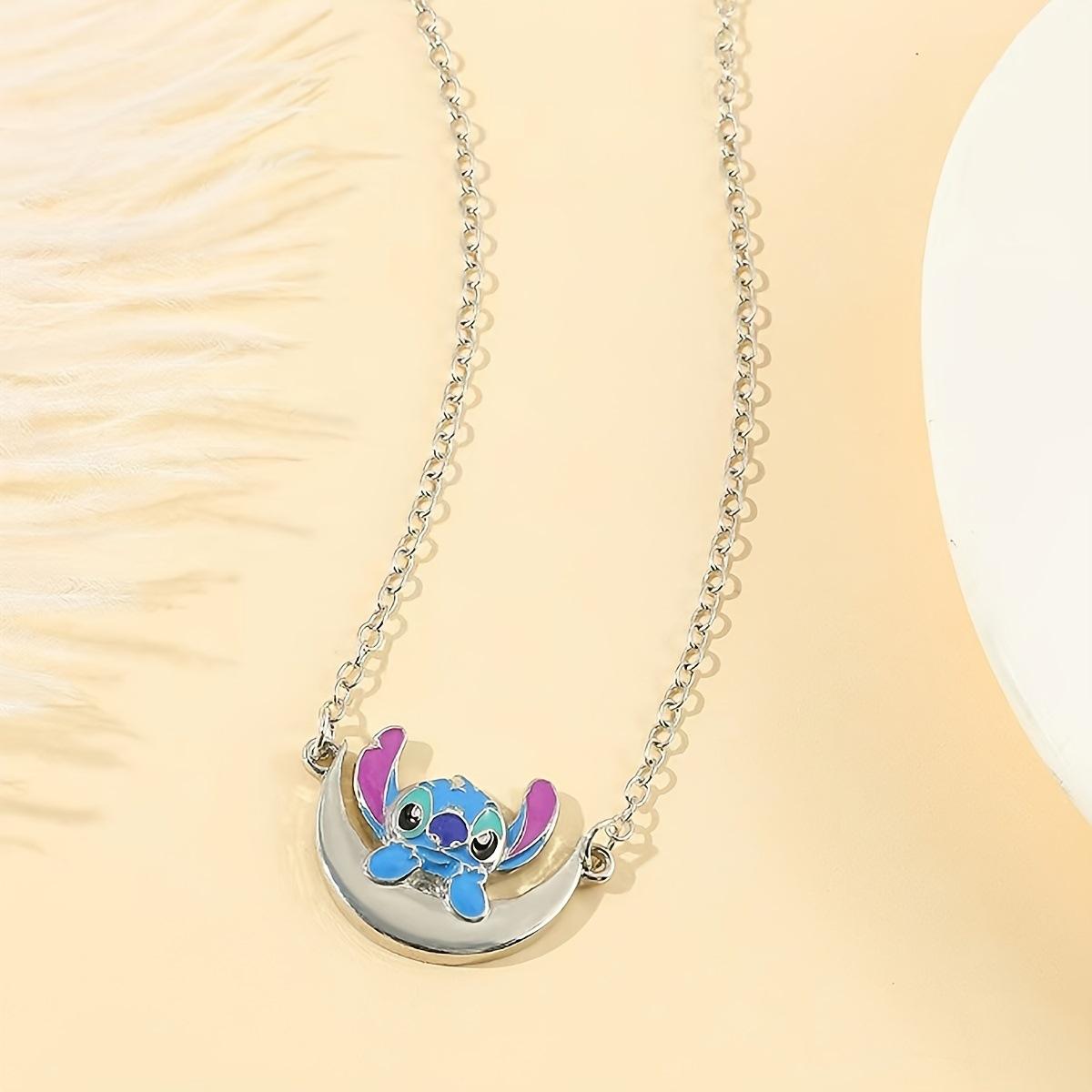 

Cartoon Star Baby Cute Stitch Moon Necklace Stitch Creative Necklace Good Friend Gift Pendant небо синє кольору