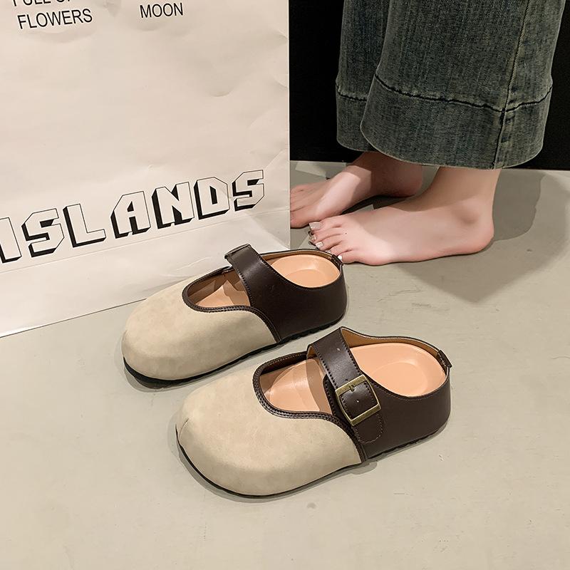 

French bag head half slippers women s outer wear 2025 new fashion one-pedal retro versatile Birkencool muller shoes women 40