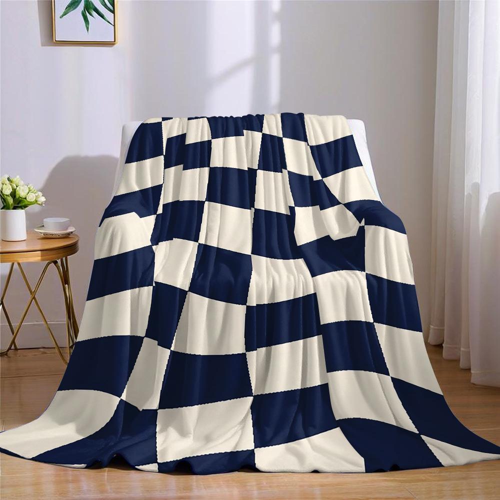 Wavy Checkerboard Flannel Blanket Warm Soft Halloween Christmas Couch Warm Cozy Decorative Decor Gift for All Season