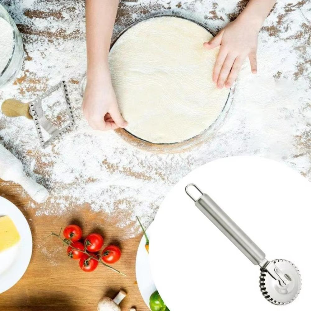 2pcs Non-Corrosive Pie Cutter Wheel Crimping Edge Dumpling Embossing Maker Pastry Roller  Dough