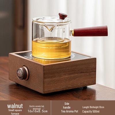 Walnut Square Electric Ceramic Stove with Teapot Set