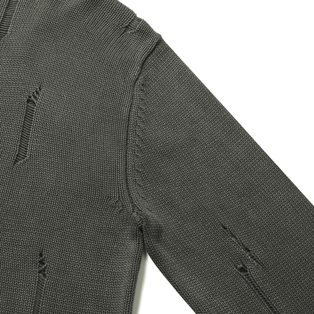 Le Dept [Zhivanov X Le Dept] Garment Damage Round Pullover [Khaki - Zhivanov Pick]