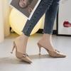 Cool Slippers Women'S Small Size Fashion Rhinestone High Heels Thin Versatile Pointed French Muller Half Slippers Women'S Bag Head