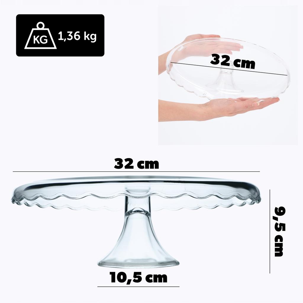 KADAX Patera Na Ciasto 32cm Szklana Tort Owoce Na Nodze