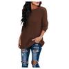 Women Ladies Fashion Winter Plush Solid Round Neck Long Sleeve Sweater Blouse