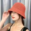 Handmade Crochet Floppy Top Summer Hats Collapsible Dome Bucket Hat Hollow Out Solid Color Beach Caps Simplicity Soft Women Hat