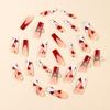 24pcs Long Coffin False Nail Square Shape with 3D Charms Artificial Nail Full Cover Press On Nail for Women and Girls