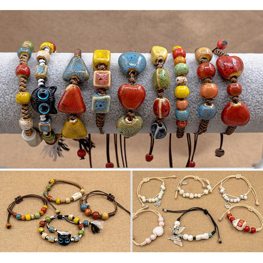 Elegant Ceramic Bead Bracelet Handmade Craft Supplies Stylish Wristband Handwoven Adjustable Unisex Jewelry Accessory