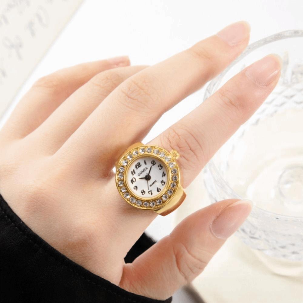 Diamond Ring Watch Stainless Steel Ladies Watch Fashion Finger Watch  Women