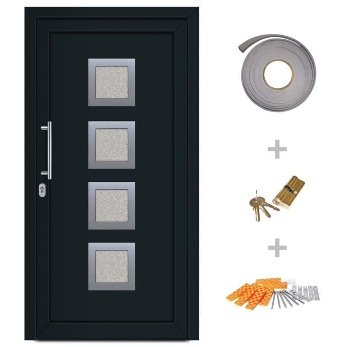 Porte d'entrée - VIDAXL - Anthracite - 108x200 cm - PVC - Sécurité 5 points