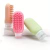 Refillable Silicone Squeeze Bottle Portable Travel Shampoo Lotion Dispenser with Built in Scalp Massager for Hair Care Storage