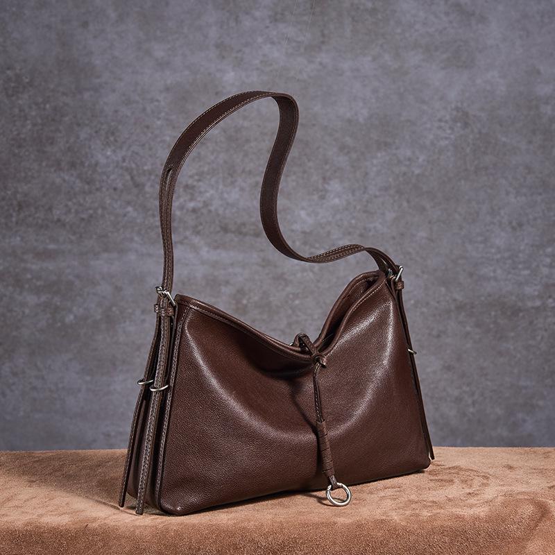 Large Capacity Women's Genuine Leather Tote - Cowhide Shoulder Hobo Bag