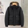 Veste d'hiver à capuche pour homme, résistante à la pluie et au froid, épaisse, chaude, légère, décontractée, ample, confortable, en coton, veste matelassée