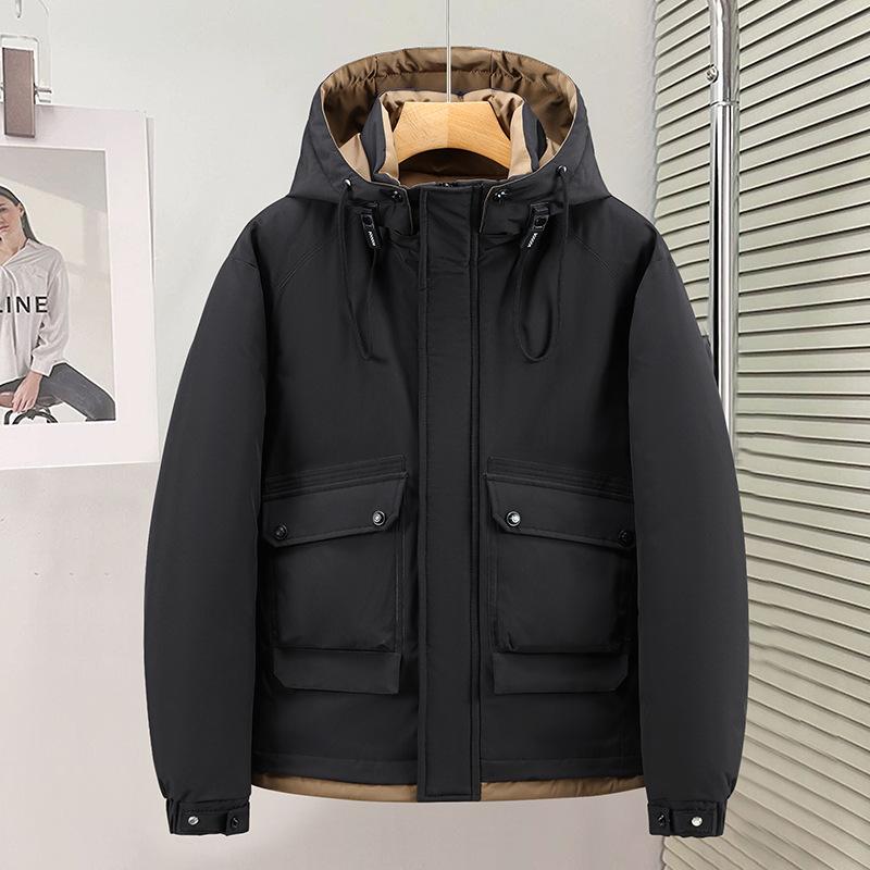 Veste d'hiver à capuche pour homme, résistante à la pluie et au froid, épaisse, chaude, légère, décontractée, ample, confortable, en coton, veste matelassée