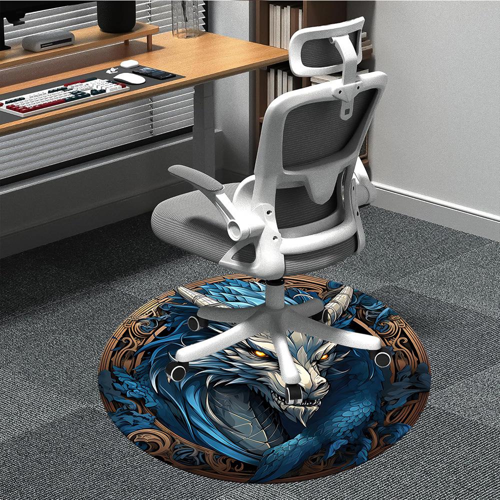 1pc Dragon Fantasy Artwork Carpet for Office Non-Slip, Round Carpet, Soft & Comfortable, Carpet for Office, Lightweight Round Floor Mat