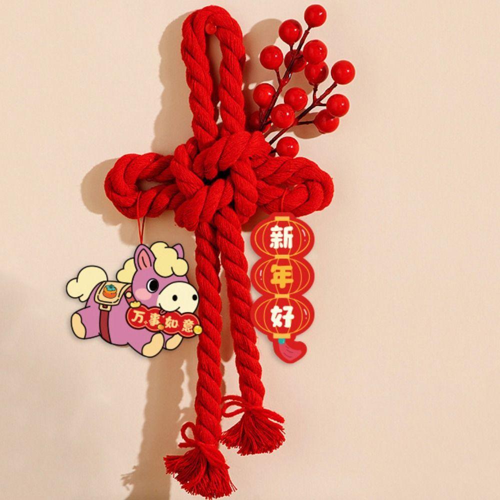Cotton Chinese Knot Pendant Good Luck Horse Year Spring Festival Pendant with Bell Decorative New Year Decoration for Home