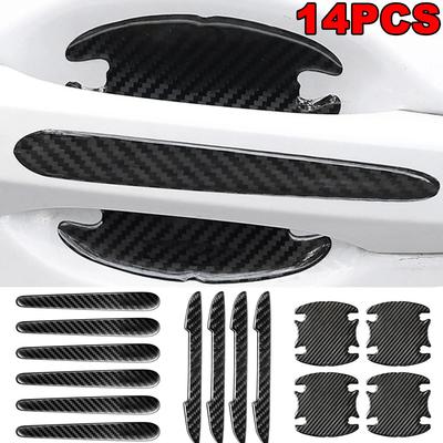 Car Door Handle Bowl Scratch Protector Carbon Fiber Stickers Rearview Mirror Protection Strip For Car Auto Accessories