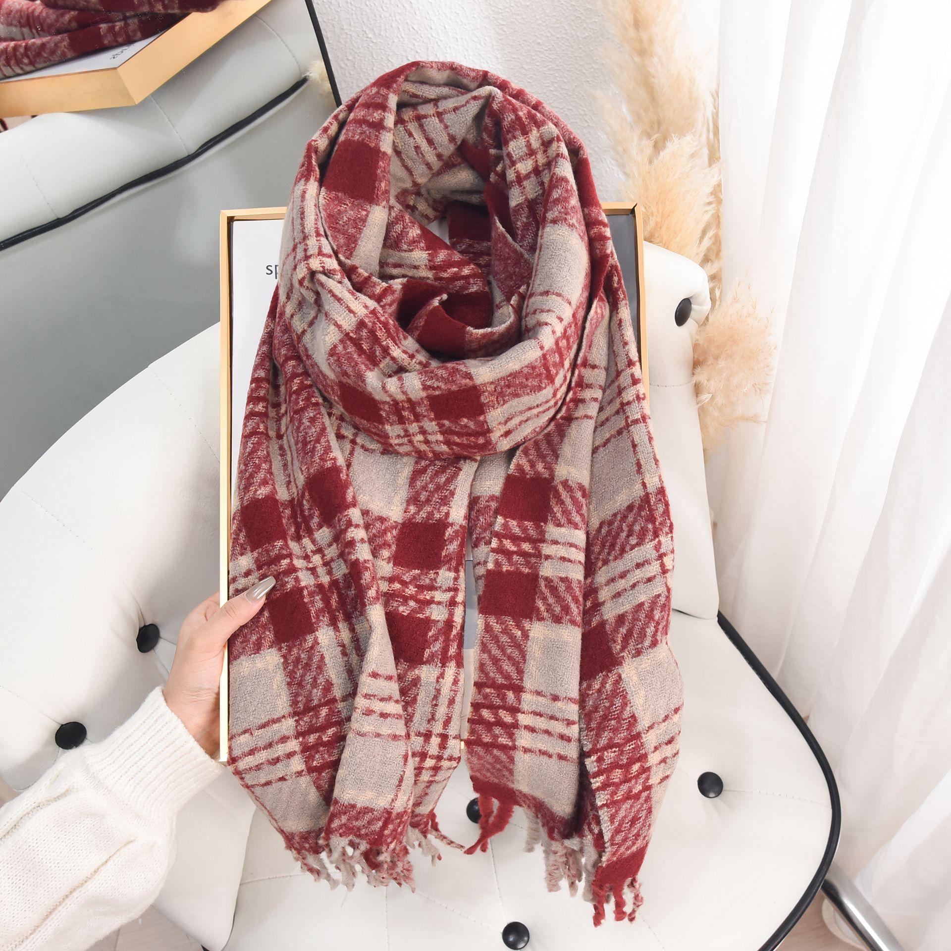 

Осень и зима высококачественный имитация кашемира клетчатый шарф женский нишевый ретро велосипедный на улице с теплым шарфом 65*180