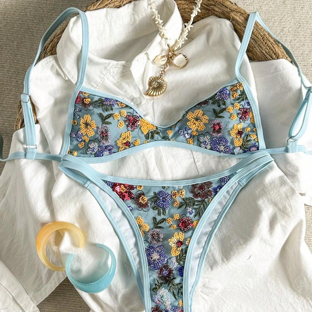 Floral suit popular European and American sexy bikini beach swimsuit