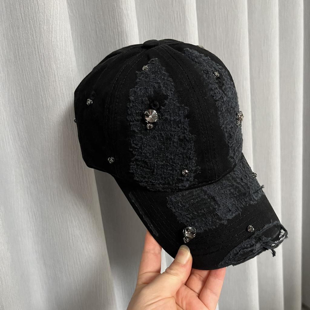 Star rhinestone personalized hair pulling hole baseball cap fashionable street versatile face small casual cap