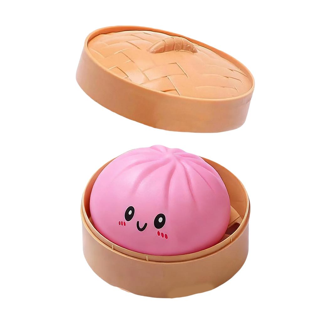 Colorful Dumpling Squishes Stress Balls Fidget Sensory Toys Simulation Food Squishies Bun with Steamer Squeeze Dough Ball Gifts