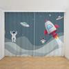 2pcs Cartoon Space Astronaut Curtain,Boys Kids Rocket Planet Thin Shading Curtain for Bedroom Living Room 2023 New Custom