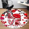 1pc Love Heart Print Carpet for Office Non-Slip, Round Carpet, Soft & Comfortable, Carpet for Office, Lightweight Round Floor Mat