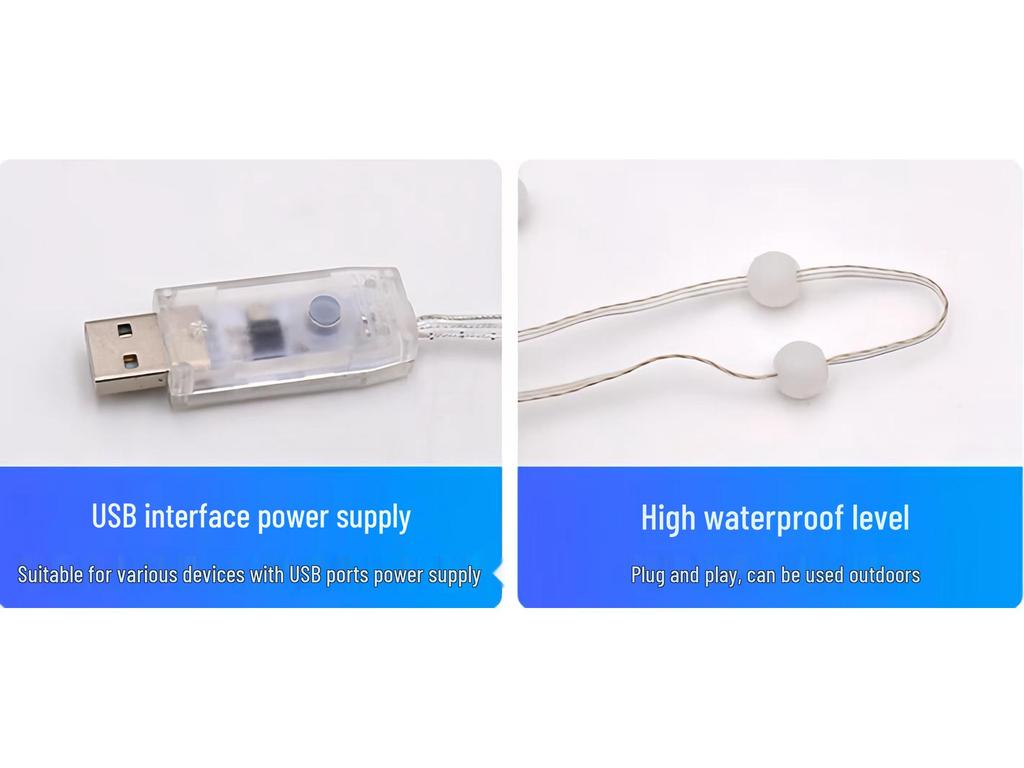 Iridescent Star String Lights: USB-Powered Ambient Decor for Outdoor Camping and Holidays