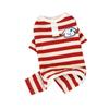 Cute Soft Cotton Striped Dog Jumpsuit Four Legs Anti-Shedding Puppy Clothes Breathable Cat Costume Fashion Pet Wear