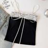Bow Lace Spaghetti Strap Camisole Women Padded Backless Crop Tank Top
