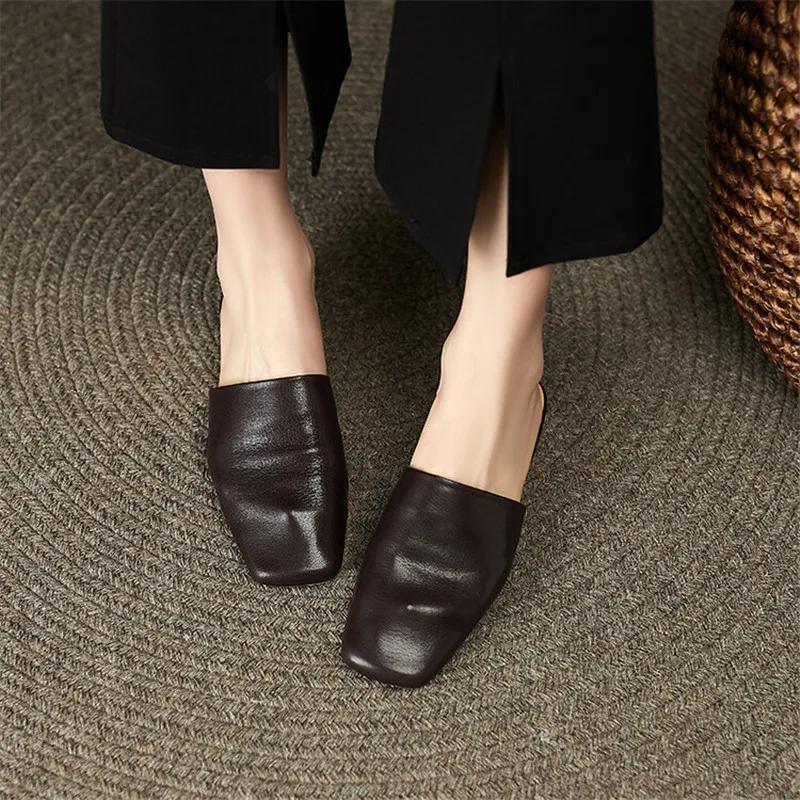 Fashion New Summer Women Shoes Mules Shoes for Women Simple Women Slippers Low Heel Square Toe Slippers Ladies Shoes Zapatos De Mujer