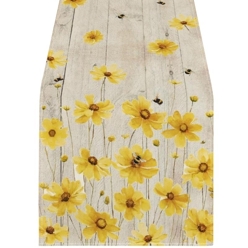 

Spring Florals Polyester Table Runner Decorative Dining Table Cover for Seasonal Home Decoration