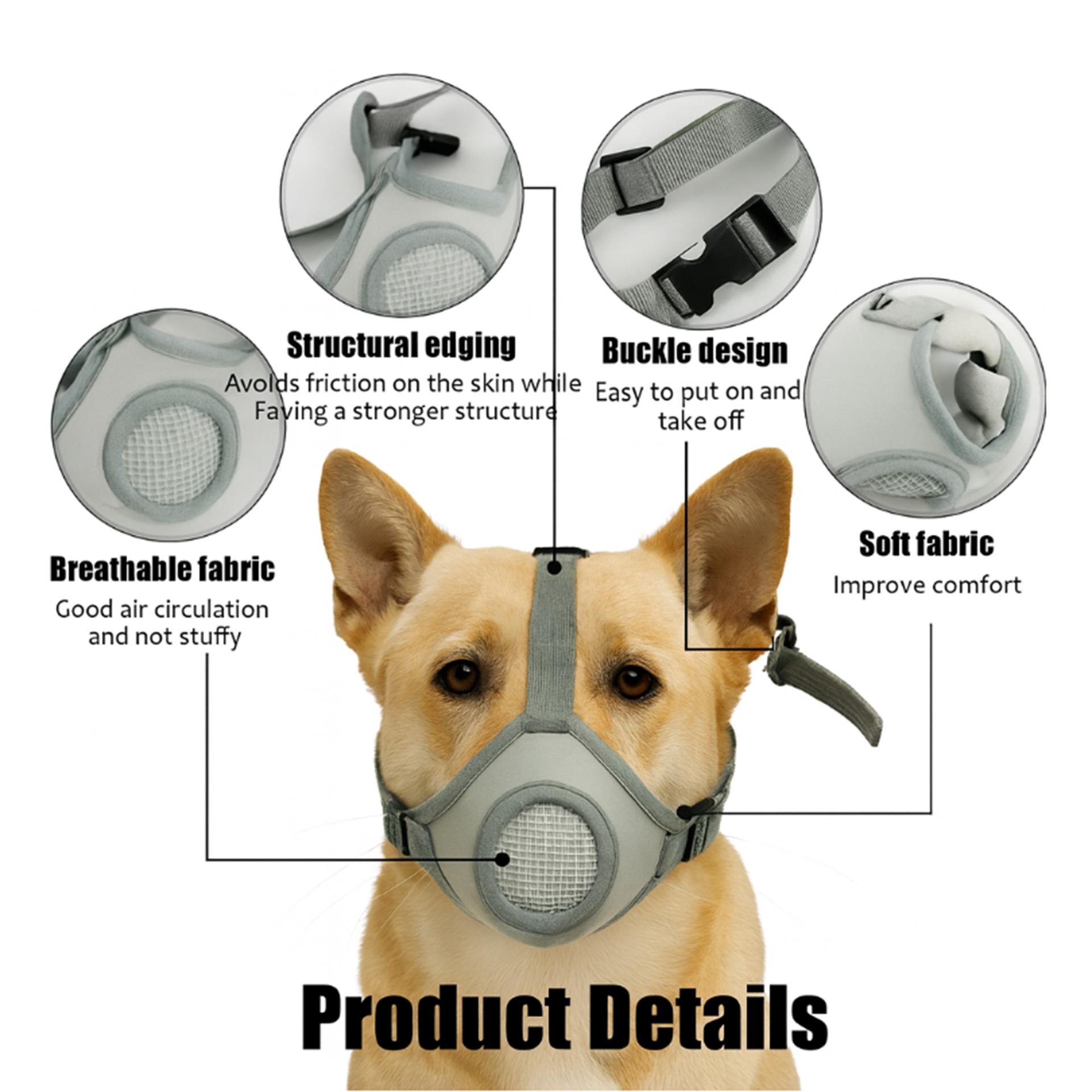 

New Dog Muzzle Anti-biting Anti-accidental Eating Postoperative Anti-licking Clean and Breathable Dog Mask Pet Supplies M грязно-белый