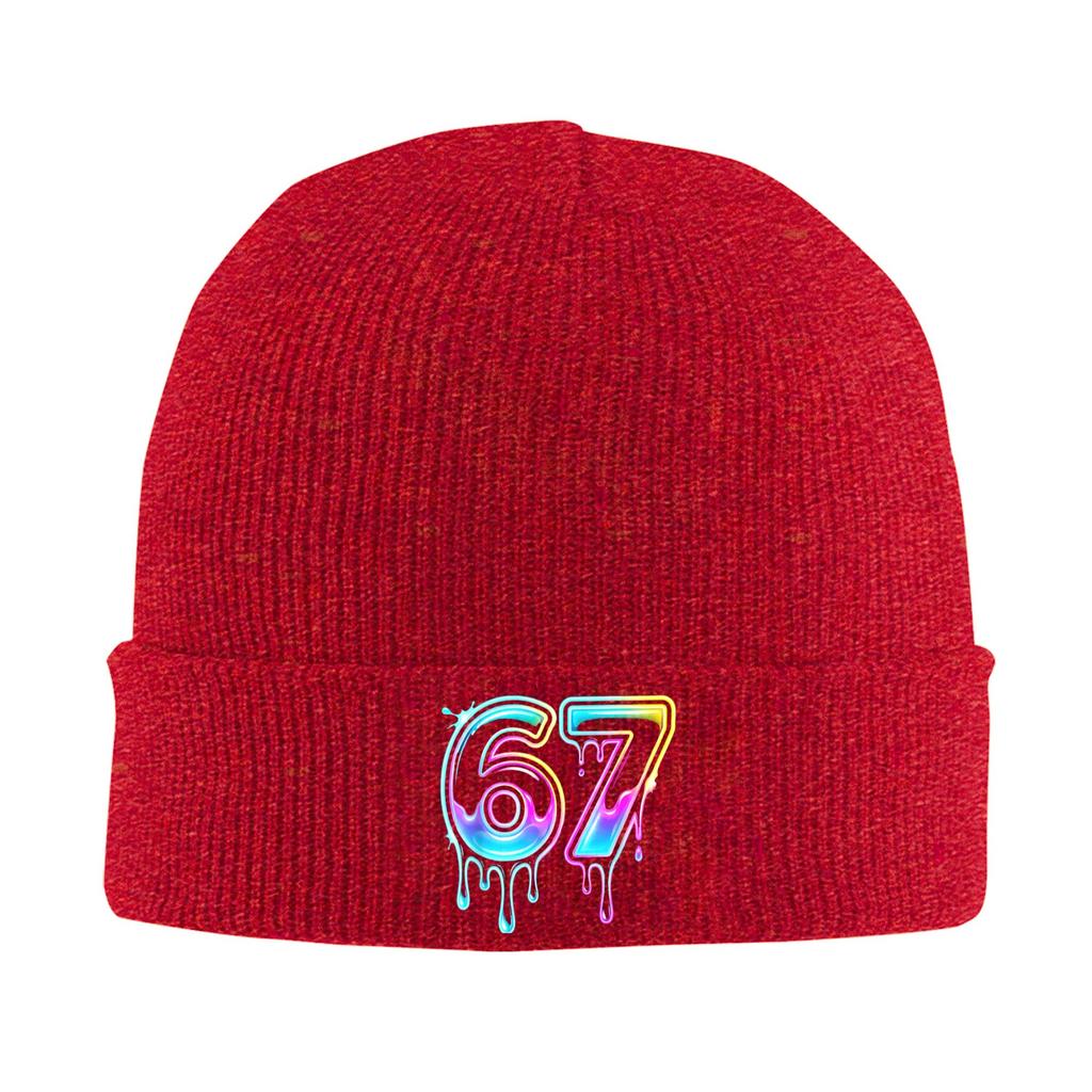 Sex Sju Glass Dropp Cool Meme 67 Rolig 6 7 Stickad Mössa Mössor Kpop Varm Mjuk Dam Herr Mössor Vinter Casual Kepsar