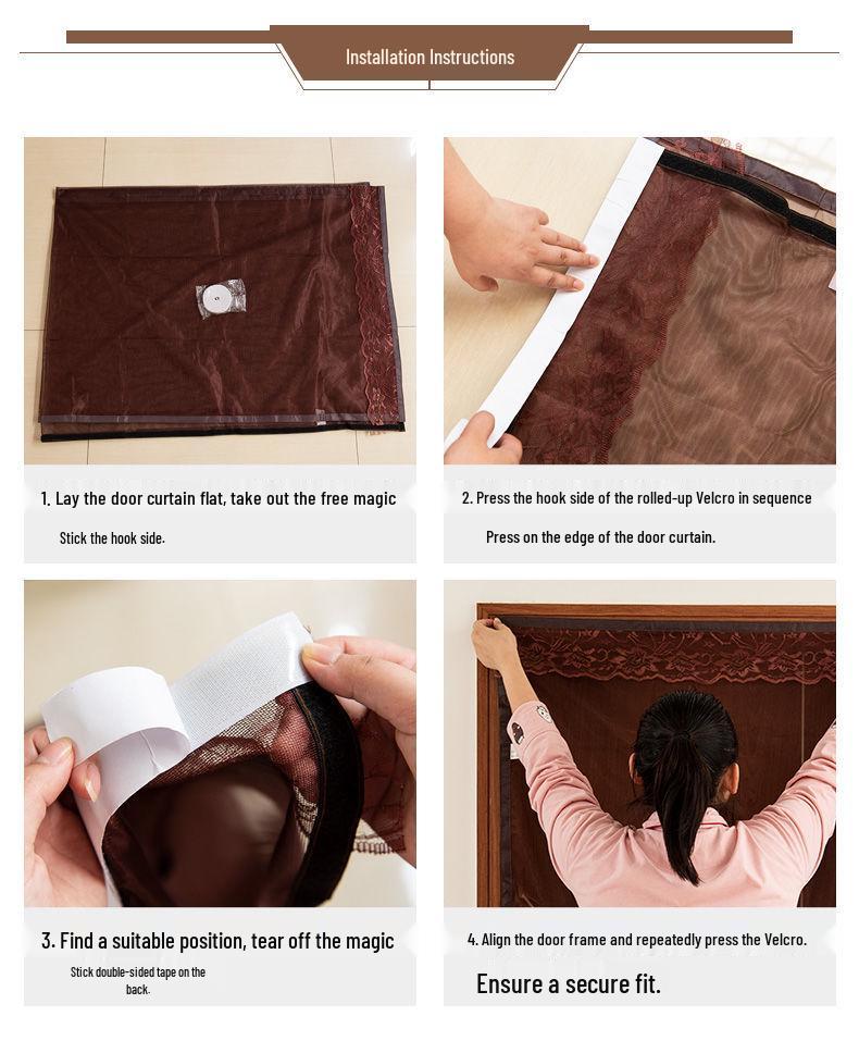 Velcro Magnetic Anti-Mosquito Screen Door - Silent & Encrypted for Bedroom Use