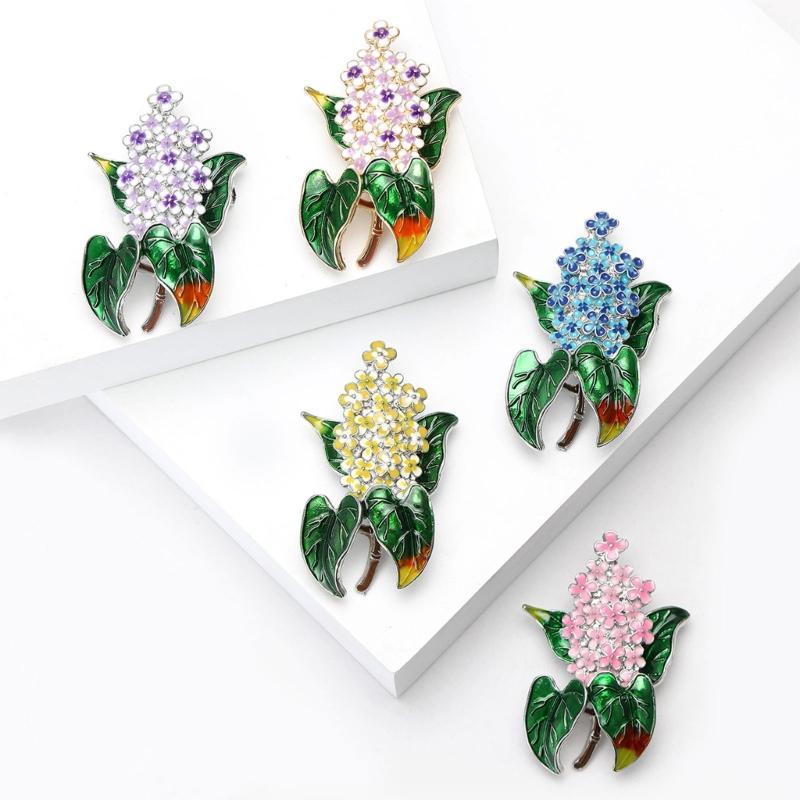 Elegante Hortensienblüten-Brosche mit künstlerischem Design, gefertigt aus robuster Legierung und Emaille zur Modeaufwertung