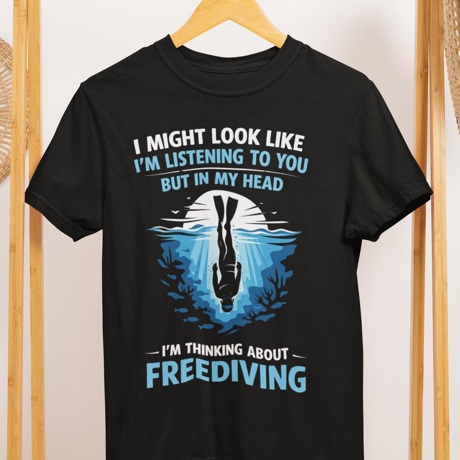 Freediving T-Shirt: Thinking About Breath Hold Diving, Ocean Lover Gift 3XL