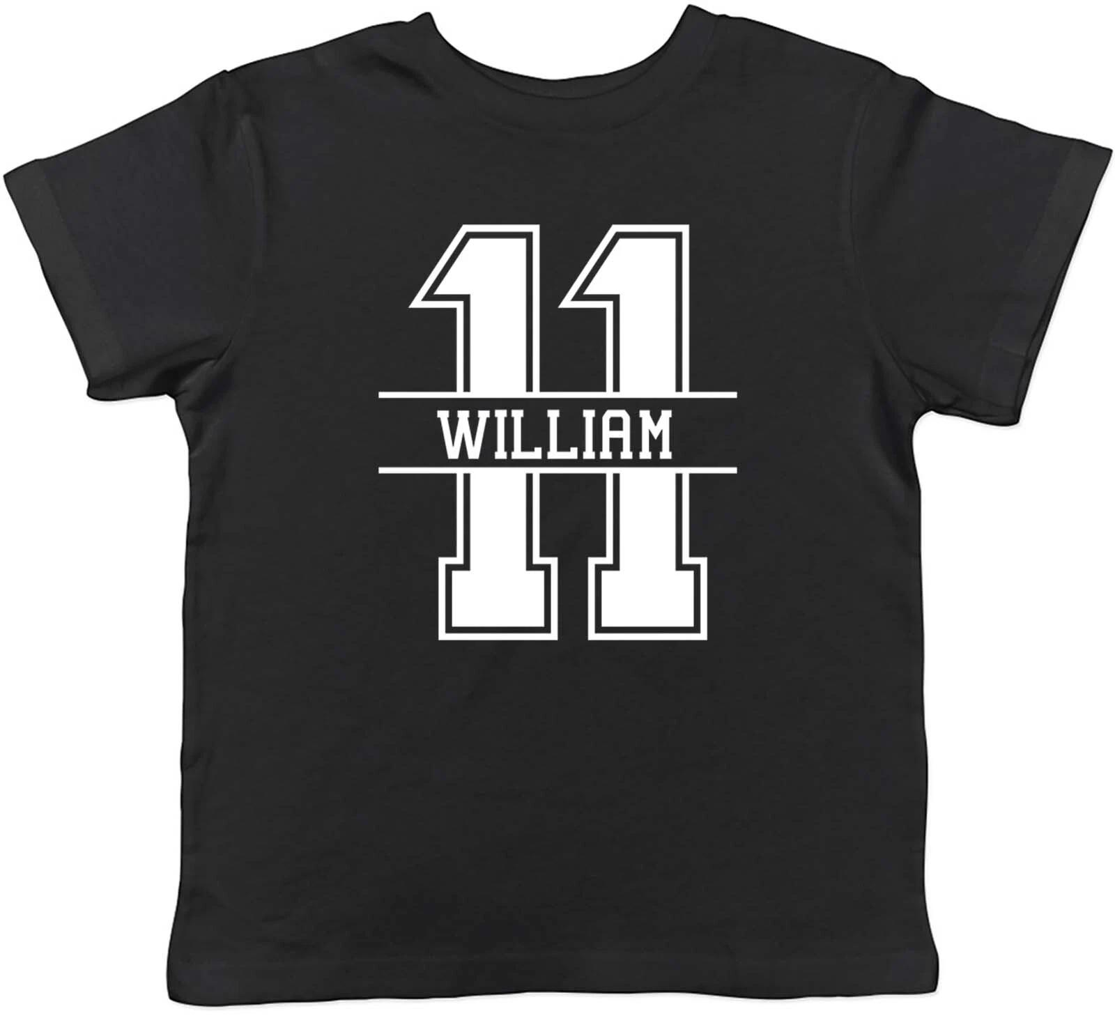 

Personalised Name With Number 11 Childrens Kids T-Shirt Boys Girls Gift 110