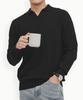 Gold Percent Viscose Soft Cozy Collar Knit (Black, Men)